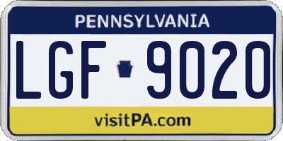 PA license plate LGF9020