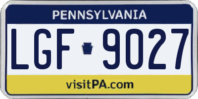 PA license plate LGF9027