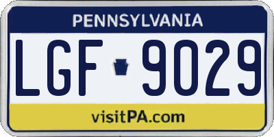 PA license plate LGF9029