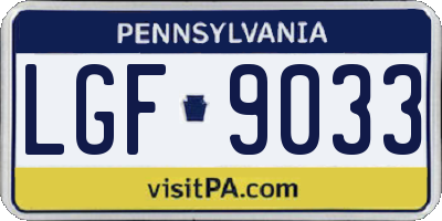 PA license plate LGF9033