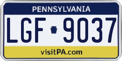 PA license plate LGF9037