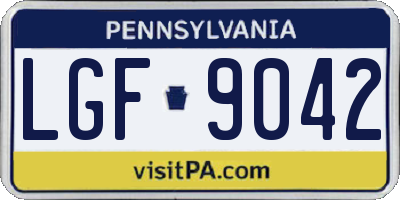 PA license plate LGF9042