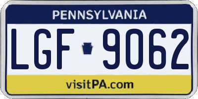 PA license plate LGF9062