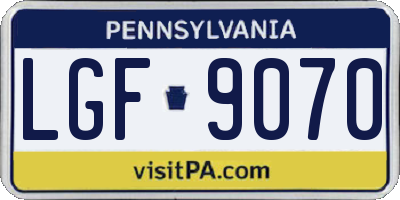 PA license plate LGF9070