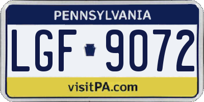 PA license plate LGF9072