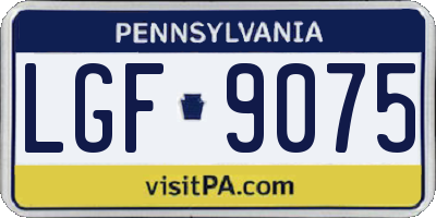 PA license plate LGF9075