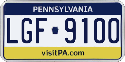 PA license plate LGF9100