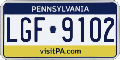 PA license plate LGF9102