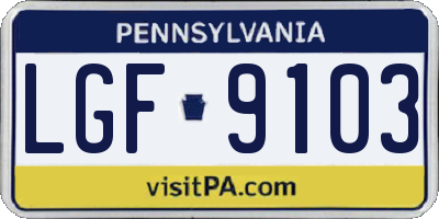 PA license plate LGF9103