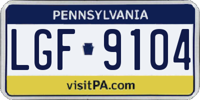 PA license plate LGF9104