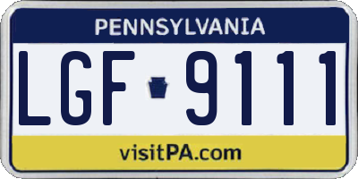PA license plate LGF9111