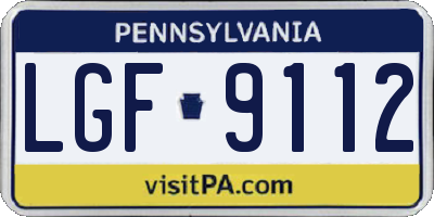 PA license plate LGF9112