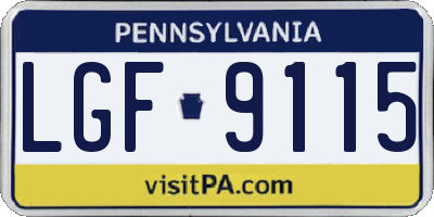 PA license plate LGF9115