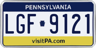 PA license plate LGF9121