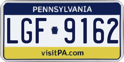PA license plate LGF9162