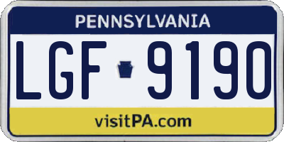 PA license plate LGF9190