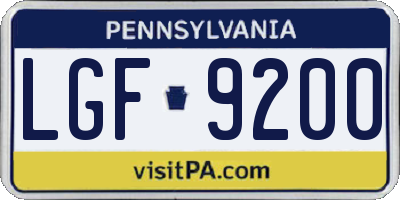 PA license plate LGF9200