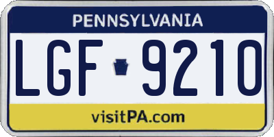 PA license plate LGF9210