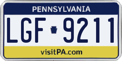 PA license plate LGF9211