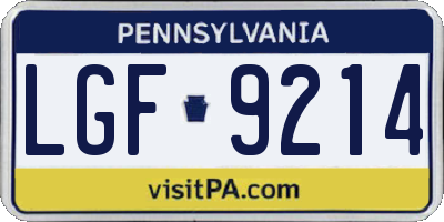 PA license plate LGF9214