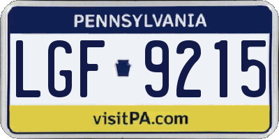 PA license plate LGF9215