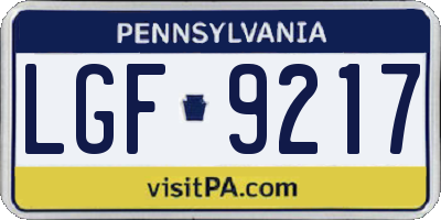 PA license plate LGF9217