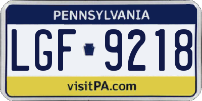 PA license plate LGF9218