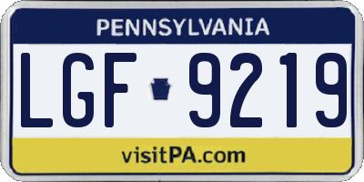PA license plate LGF9219