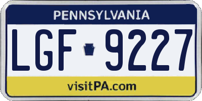 PA license plate LGF9227
