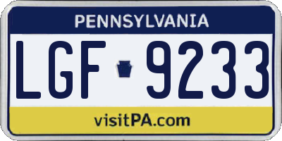 PA license plate LGF9233
