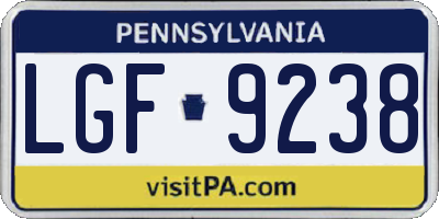 PA license plate LGF9238