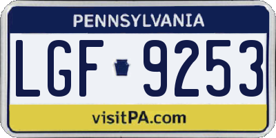 PA license plate LGF9253