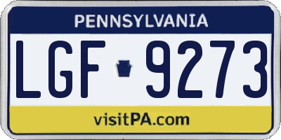 PA license plate LGF9273