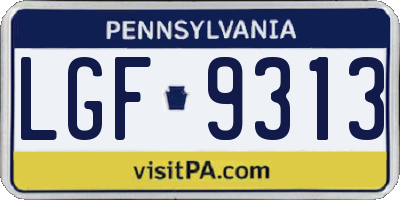 PA license plate LGF9313
