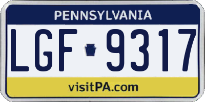 PA license plate LGF9317