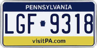PA license plate LGF9318