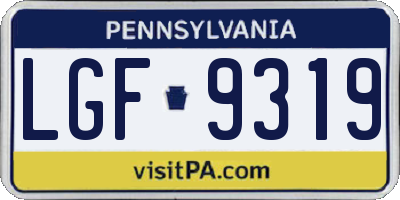 PA license plate LGF9319