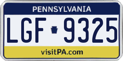 PA license plate LGF9325