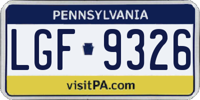 PA license plate LGF9326