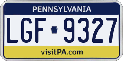 PA license plate LGF9327