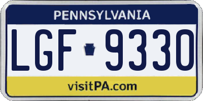 PA license plate LGF9330