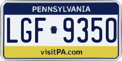 PA license plate LGF9350