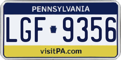 PA license plate LGF9356