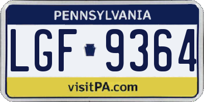 PA license plate LGF9364