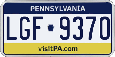 PA license plate LGF9370