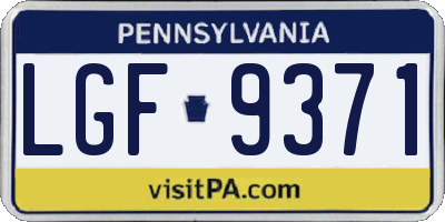 PA license plate LGF9371