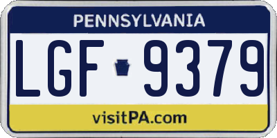 PA license plate LGF9379