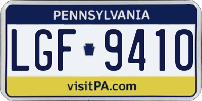 PA license plate LGF9410