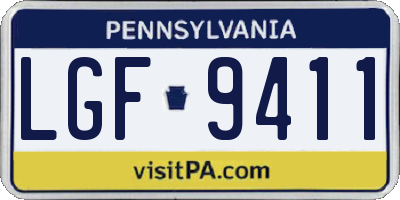 PA license plate LGF9411