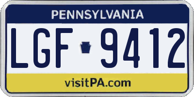PA license plate LGF9412